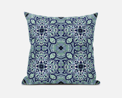 16" Blue Aqua Cloverleaf Boho Suede Throw Pillow