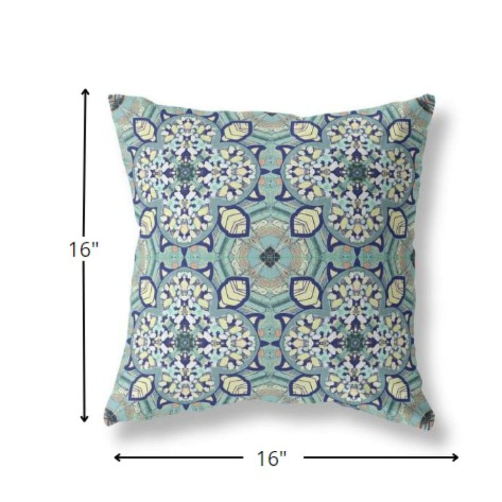 16" Green Cream Cloverleaf Boho Suede Throw Pillow