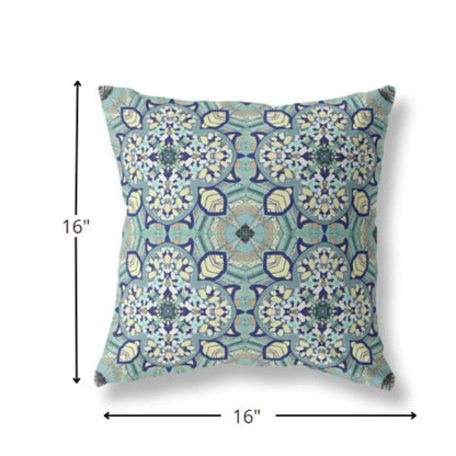 16" Green Cream Cloverleaf Boho Suede Throw Pillow