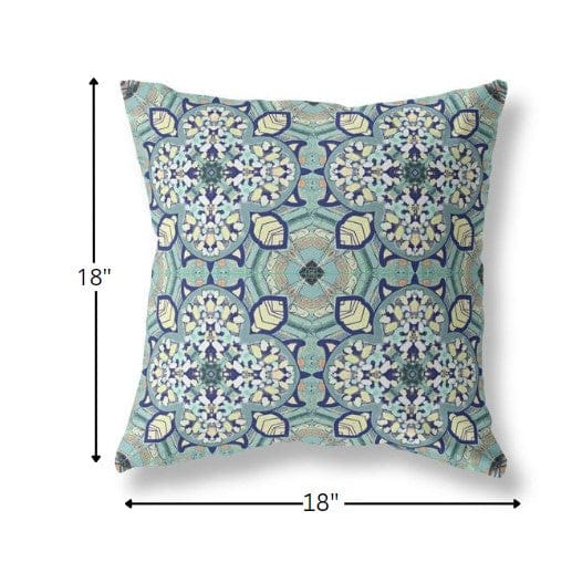 18" Green Cream Cloverleaf Boho Suede Throw Pillow
