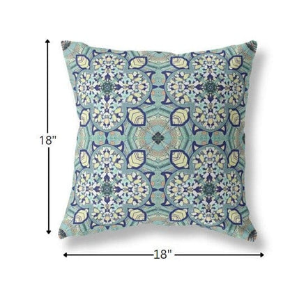 18" Green Cream Cloverleaf Boho Suede Throw Pillow