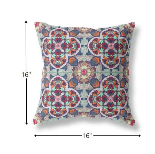 16" Green Orange Cloverleaf Boho Suede Throw Pillow