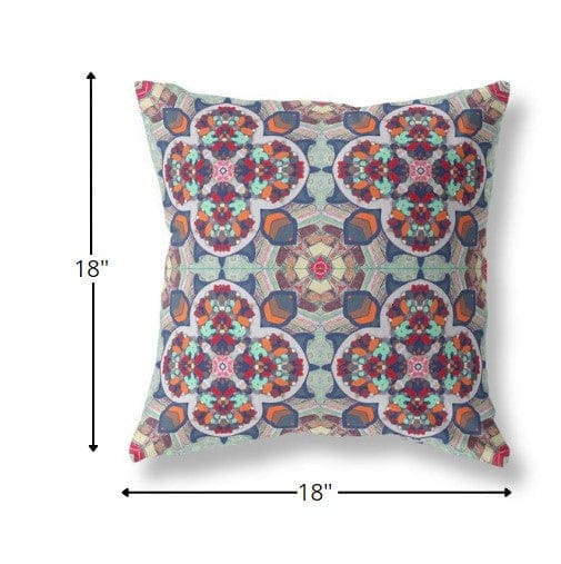 18" Green Orange Cloverleaf Boho Suede Throw Pillow