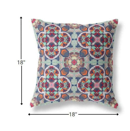 18" Green Orange Cloverleaf Boho Suede Throw Pillow