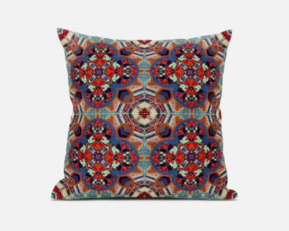 18" Orange Blue Cloverleaf Boho Suede Throw Pillow