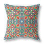16" Orange Green Cloverleaf Boho Suede Throw Pillow