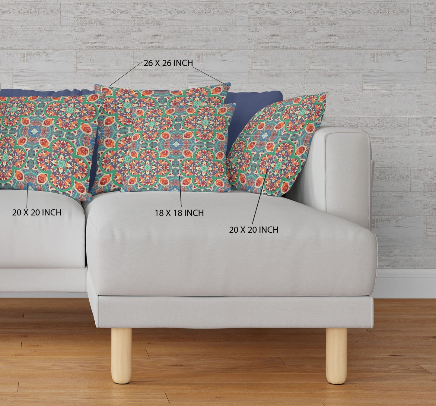 18" Orange Green Cloverleaf Boho Suede Throw Pillow