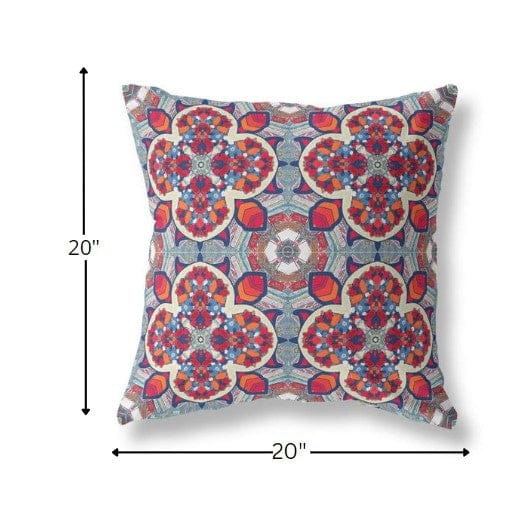 18" Red Blue Cloverleaf Boho Suede Throw Pillow