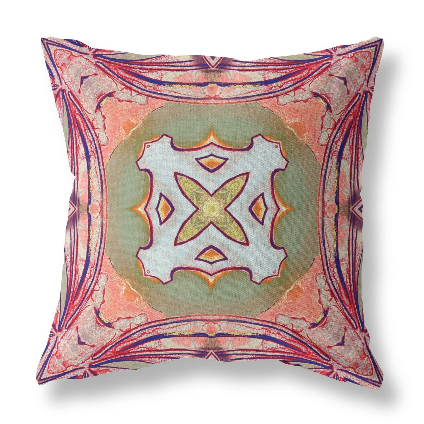 16” Magenta Green Geo Tribal Suede Throw Pillow