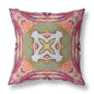 16” Magenta Green Geo Tribal Suede Throw Pillow