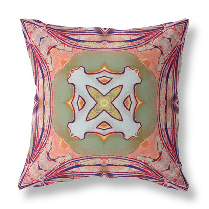 18” Magenta Green Geo Tribal Suede Throw Pillow