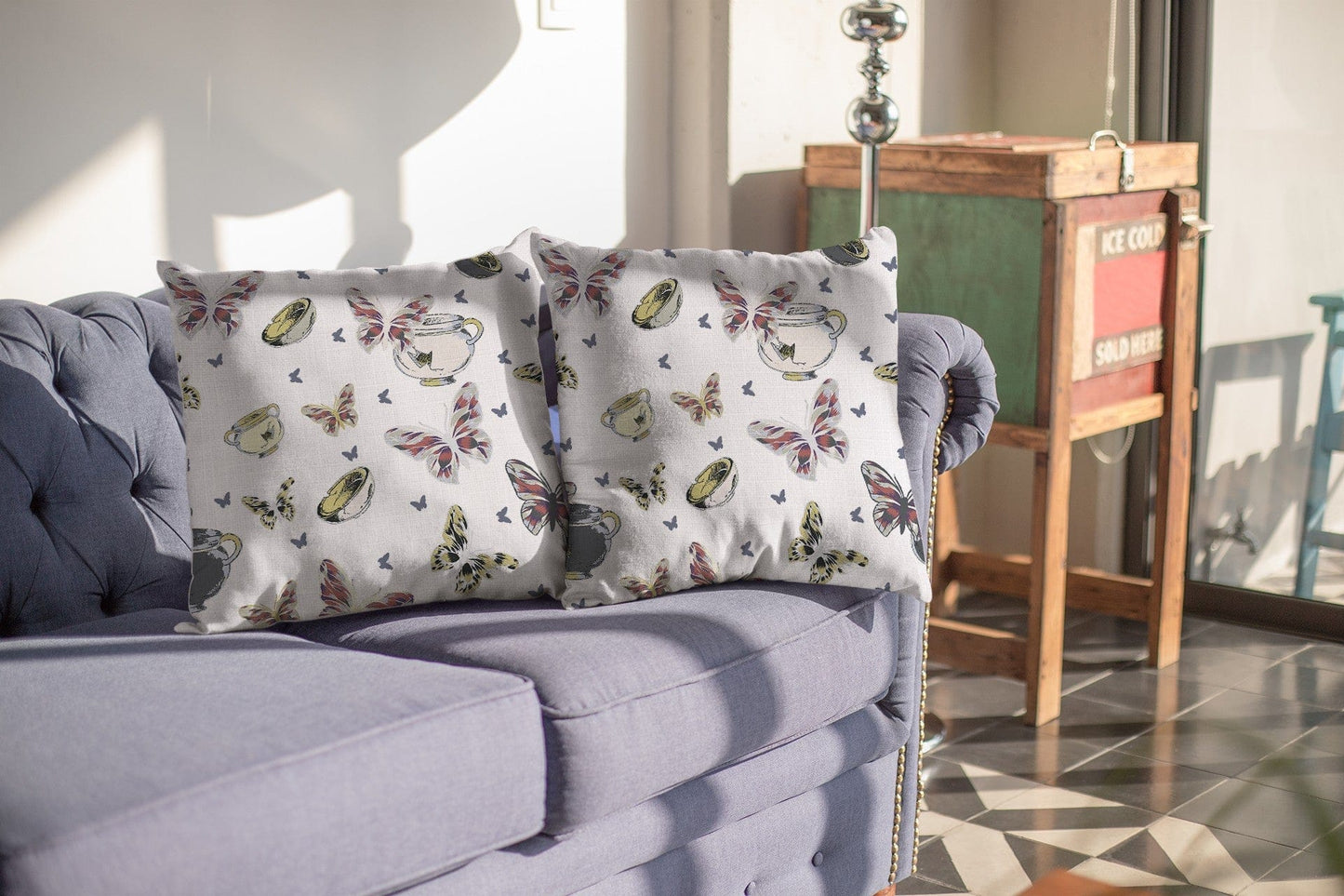 18" White Butterflies Decorative Suede Throw Pillow