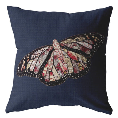 18" Denim Blue Butterfly Suede Throw Pillow