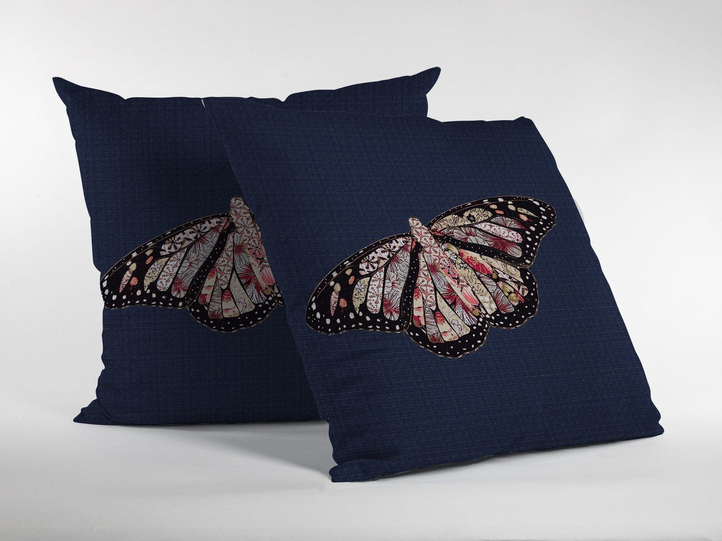 18" Denim Blue Butterfly Suede Throw Pillow