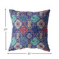 18” Navy Red Trellis Suede Throw Pillow