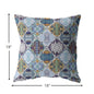 18” Orange Blue Trellis Suede Throw Pillow