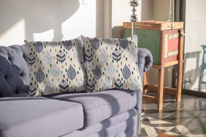 16” Cream Gray Leaves Suede Decorative Throw Pillow