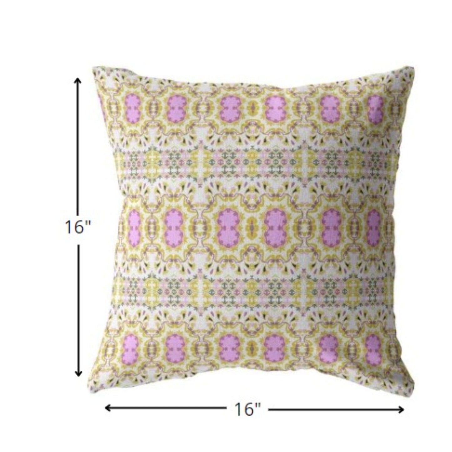 16” Yellow Lavender Geofloral Suede Throw Pillow