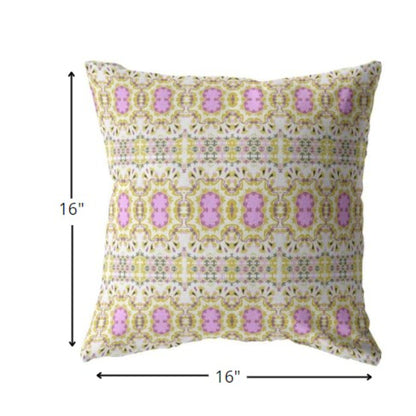 16” Yellow Lavender Geofloral Suede Throw Pillow