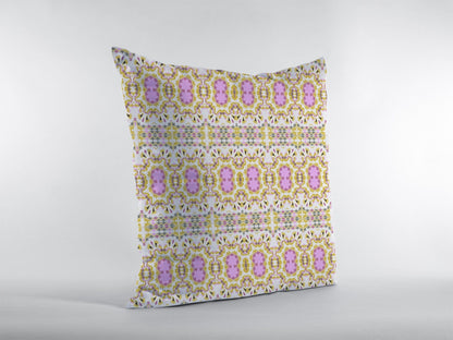 18” Yellow Lavender Geofloral Suede Throw Pillow