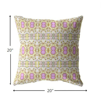 18” Yellow Lavender Geofloral Suede Throw Pillow