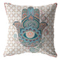 16” Blue Gray Hamsa Boho Suede Throw Pillow