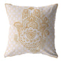 16” Gold White Hamsa Boho Suede Throw Pillow