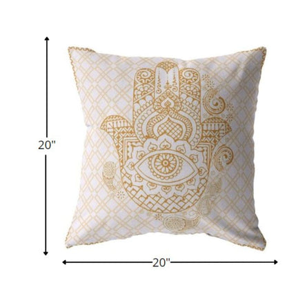 18” Gold White Hamsa Boho Suede Throw Pillow
