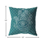 18” Teal White Hamsa Boho Suede Throw Pillow