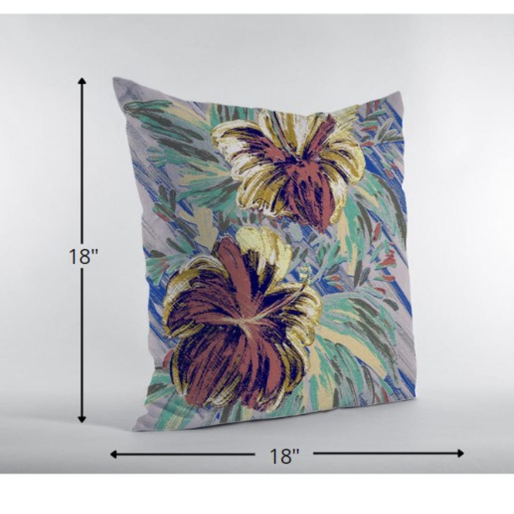 18” Terracotta Hibiscus Suede Decorative Throw Pillow