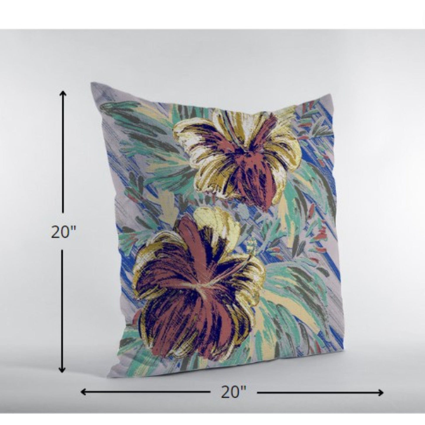 18” Terracotta Hibiscus Suede Decorative Throw Pillow