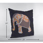18” Orange Elephant Decorative Suede Throw Pillow