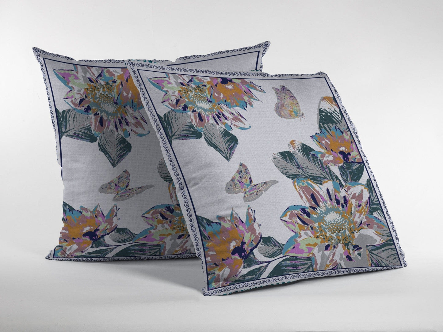 16” Pink White Butterfly Suede Throw Pillow