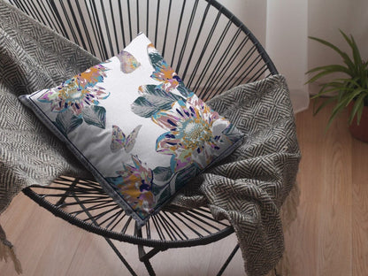 18” Pink White Butterfly Suede Throw Pillow