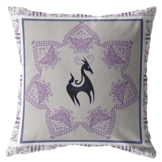 16” Gray Purple Horse Suede Throw Pillow