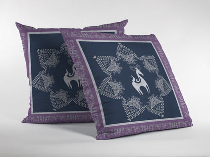18” Navy Purple Horse Suede Throw Pillow