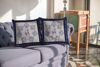 16” Gray Purple Horse SuedeThrow Pillow