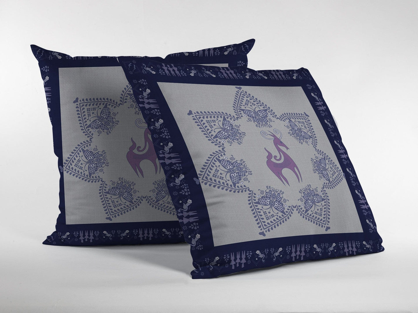 18” Gray Purple Horse SuedeThrow Pillow