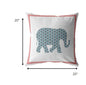 18” Blue Pink Elephant Boho Suede Throw Pillow