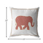 18” Orange White Elephant Boho Suede Throw Pillow