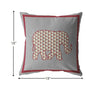 18” Red Gray Elephant Boho Suede Throw Pillow