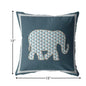 18” Spruce Blue Elephant Boho Suede Throw Pillow
