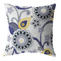 16” Navy White Floral Suede Throw Pillow