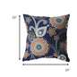 18” Indigo Orange Floral Suede Throw Pillow