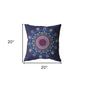 18" X 18" Navy Geometric Blown Seam Suede Throw Pillow