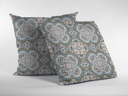 16” Blue Orange Mandala Suede Throw Pillow