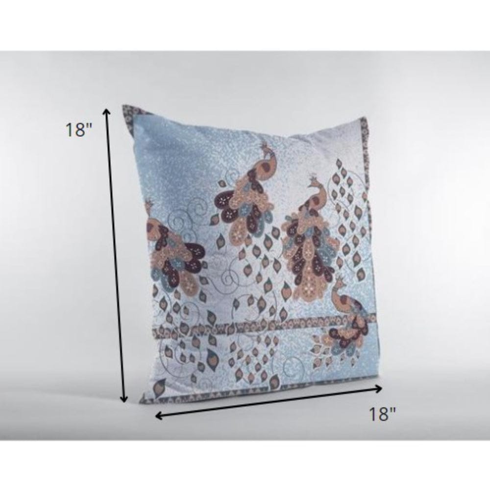 18” Gray Black Boho Bird Suede Throw Pillow