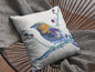 18” Blue White Robin Suede Throw Pillow
