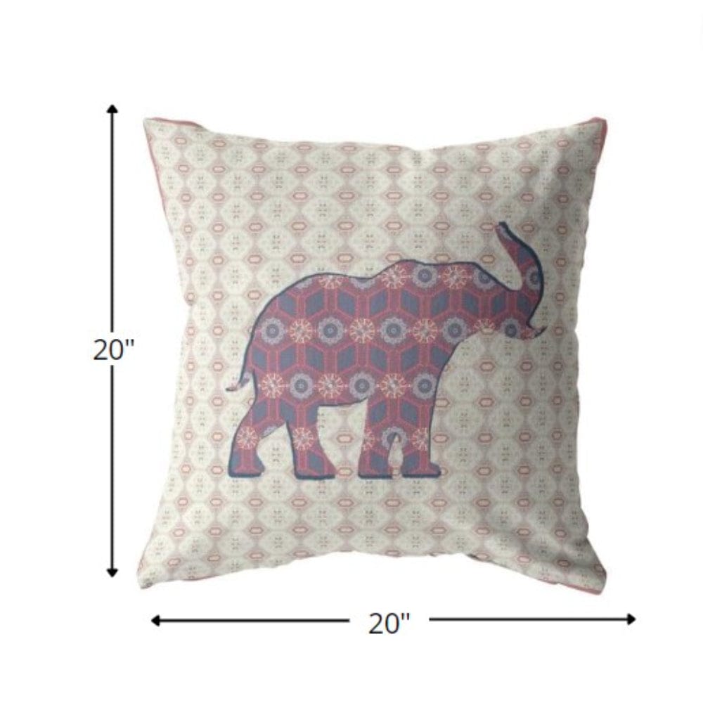 18" Magenta Elephant Decorative Suede Throw Pillow