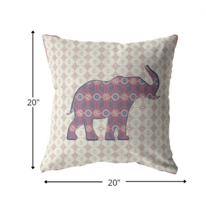18" Magenta Elephant Decorative Suede Throw Pillow